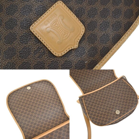 CELINE Logo Macadam Pattern Shoulder Bag PVC Leather Brown GHW Italy 69KB343 - Picture 8 of 13